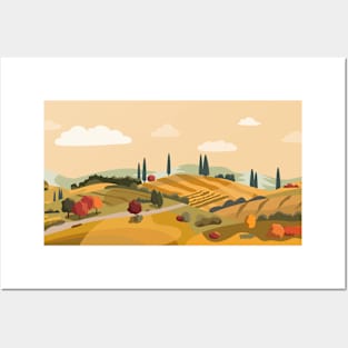 Autumn rural Italy landscape Posters and Art